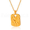 Stainless Steel Textured Rectangle with Star Pendant Necklaces for Women YD7144-2-2