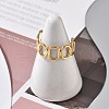 Hollow Oval Rectangle 304 Stainless Steel Open Cuff Ring for Women RJEW-M049-01G-07-3