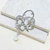Floral Alloy Rhinestone Brooches PW-WG95634-02-1