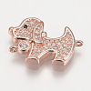 Brass Micro Pave Cubic Zirconia Puppy Links connectors X-ZIRC-Q001-161RG-1