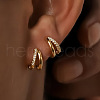 Brass Micro Pave Clear Cubic Zirconia Two-layer Hoop Earrings FS-WG85B42-01-1