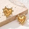 Heart 304 Stainless Steel Micro Pave Clear Cubic Zirconia Stud Earrings EJEW-V016-01G-02-2