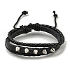 PU Leather & Waxed Cords Triple Layer Multi-strand Bracelets BJEW-F468-08-2