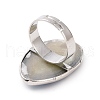 Platinum Plated Brass Abalone Shell/Paua ShellFinger Rings RJEW-E023-02-4