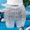 Polyester with Glitter Waist Belt with Curb Chains AJEW-WH0166-70A-4