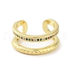 Real 18K Gold Plated Brass Micro Pave Cubic Zirconia Open Cuff Rings RJEW-M170-06G-01-2