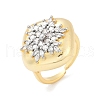 Brass Micro Pave Clear Cubic Zirconia Cuff Rings for Women RJEW-R011-11G-03-4