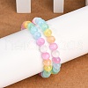 Dyed Natural Selenite Round Beaded Stretch Bracelets for Women G-U005-02M-3