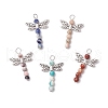 5Pcs 5 Styles Dragonfly Natural Sodalite & Maifanite & Pink Zebra Jasper & Red Jasper & Dyed Magnesite Beaded Pendants PALLOY-JF03857-1