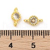 Brass Cubic Zirconia Flat Round Connector Charms KK-H204-02G-04-3