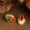 Oval with Heart Alloy Dangle Stud Earrings FS-WG677E1-01-3