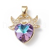 Real 18K Gold Plated Rack Plating Brass Micro Pave Cubic Zirconia Pendants KK-C015-03G-11-1