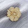 Brass Micro Pave Clear Cubic Zirconia Cuff Rings for Women RJEW-H248-04G-1