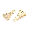 Christmas Theme Brass Micro Pave Clear Cubic Zirconia Charms KK-T073-13G-2