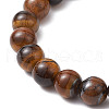 Natural Tiger Eye Stretch Bracelets with Angel Charms BJEW-JB11046-01-4