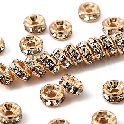 Rack Plating Brass Crystal Rhinestone Rondelle Space Beads RB-D303-KCG-1