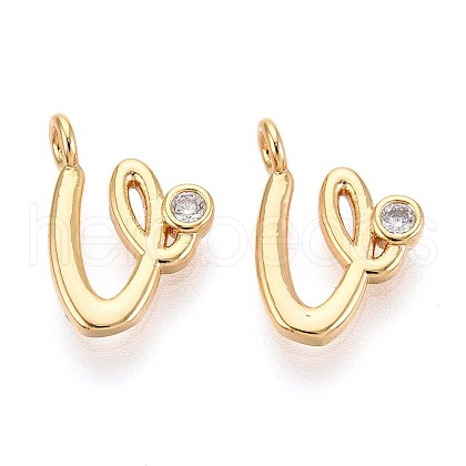 Brass Micro Pave Cubic Zirconia Charms KK-N263-97G-V-1