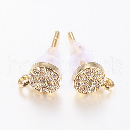 Brass Micro Pave Cubic Zirconia Stud Earring Findings ZIRC-E132-11B-G-1