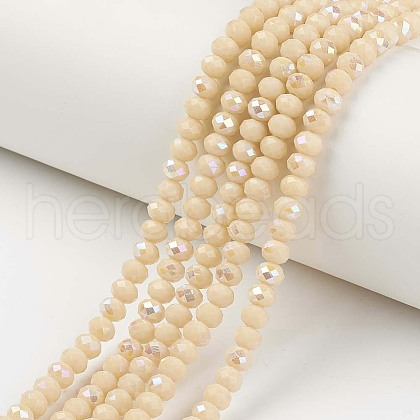Electroplate Opaque Solid Color Glass Beads Strands EGLA-A034-P6mm-L14-1