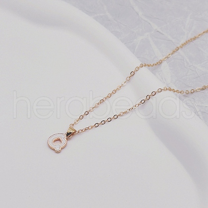 Alloy White Enamel Initial Pendant Necklaces WG51722-15-1