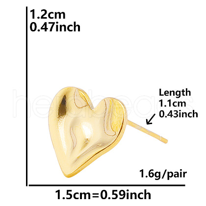 Stylish Heart Shaped 304 Stainless Steel Stud Earrings for Women BS5340-10-1