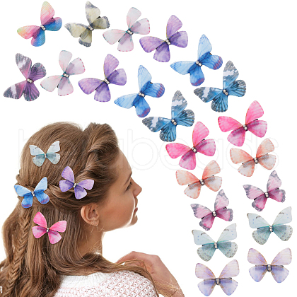 CRASPIRE 24Pcs 2Bags Cloth Butterfly Alligator Hair Clip FIND-CP0002-49B-1