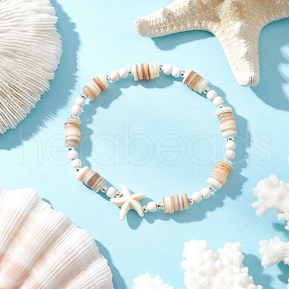 Synthetic Turquoise Beaded Stretch Bracelets BJEW-JB11911-01-1