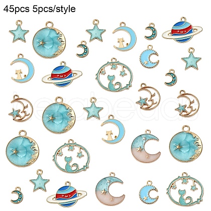 45Pcs 9 Styles Alloy Enamel Pendants FIND-YW0004-94-1