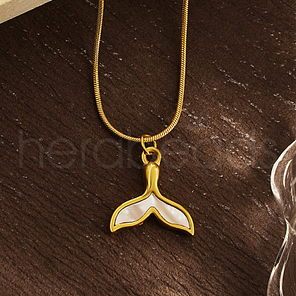 Stylish Stainless Steel Whal Fish Tail Pendant Necklaces for Women's Daily Wear XF5150-2-1