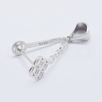 Anti-Tarnish Rhodium Plated 925 Sterling Silver Micro Pave Cubic Zirconia Pendant Bails X-STER-E054-13P-1