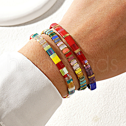 3Pcs 3 Color Bohemian Style Glass Seed Beads Stretch Bracelets for Women FR8272-1