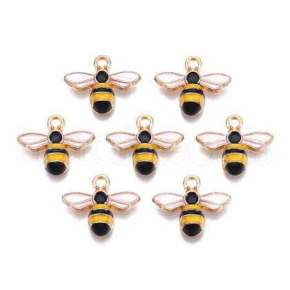 Light Gold Plated Alloy Enamel Pendants ENAM-R136-49-1