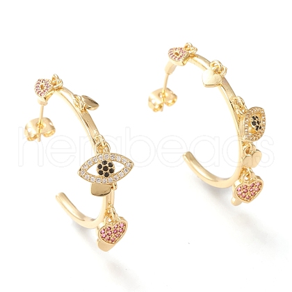 Brass Micro Pave Cubic Zirconia Stud Earrings EJEW-I251-01G-1