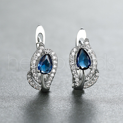 Brass Micro Pave Cubic Zirconia Hoop Earrings WG7D53C-10-1