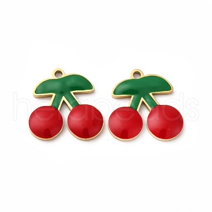 Fruit Seris 304 Stainless Steel Enamel Charms STAS-U060-03G-13-1