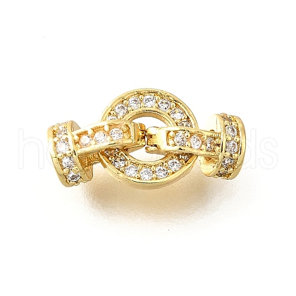Ring Brass Micro Pave Cubic Zirconia Fold Over Clasps KK-V008-21G-1