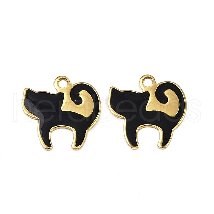 304 Stainless Steel Enamel Charms STAS-L290-37B-G-1