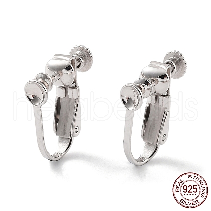 Rhodium Plated 925 Sterling Silver Clip-on Earring Findings STER-M117-02P-1