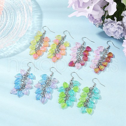 Heart Transparent Acrylic Dangle Earrings EJEW-JE06365-1