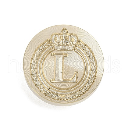 Golden Tone Crown Initial Wax Seal Brass Stamp Heads AJEW-A065-01L-1