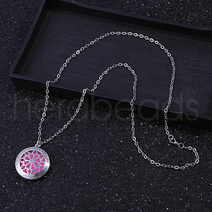 Iron Flower Aromatherapy Diffuser Locket Pendant Necklaces with Colorful Aromatherapy Slices Inside YQ1942-1
