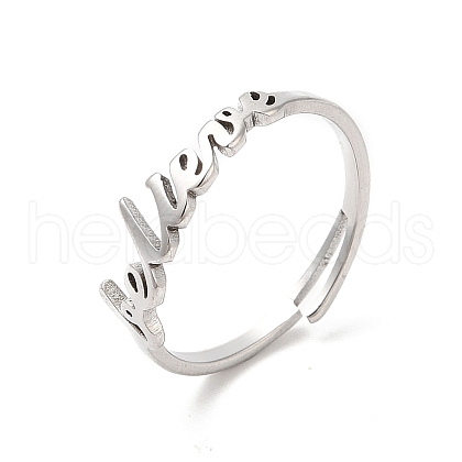 Non-Tarnish 304 Stainless Steel Word Adjustable Ring RJEW-L107-026P-1