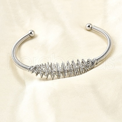 304 Stainless Steel Open Cuff Bangles BJEW-M113-03P-1