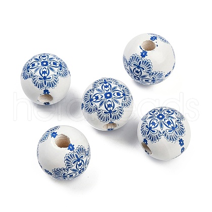 Spray Painted Wood European Beads WOOD-F017-08C-1