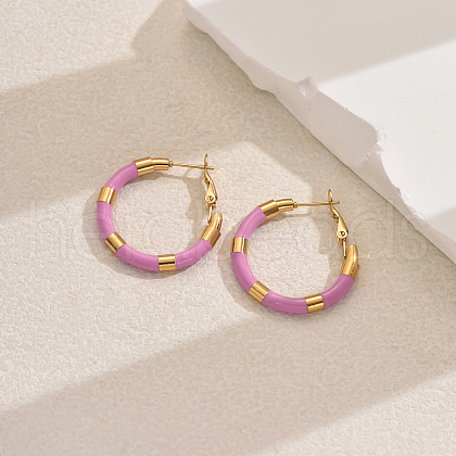 Sweet Stainless Steel Classic Hoop Earrings for Women ZH6889-3-1