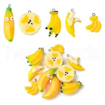 10Pcs 5 Styles Opaque Resin Pendants RESI-YW0001-76-1