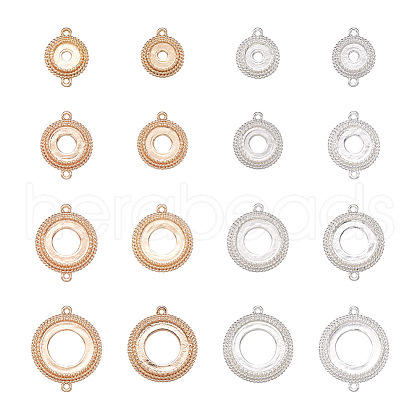 Biyun 16Pcs 16 Style Brass Pendant Cabochon Settings & Cabochon Connector Settings FIND-BY0001-13-1
