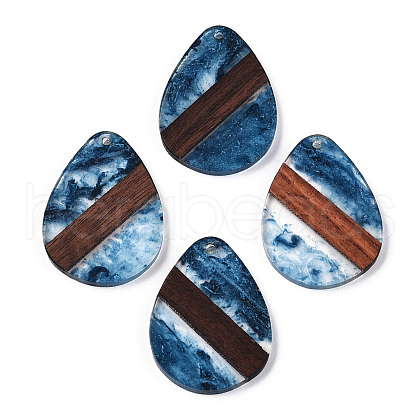 Transparent Resin & Walnut Wood Pendants RESI-ZX017-61-1