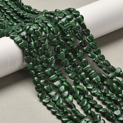 Synthetic Malachite Beads Strands G-P575-C14-6mm-1