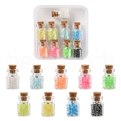 720Pcs 9 Color Luminous Transparent Glass Seed Beads DIY-YW0005-81-1